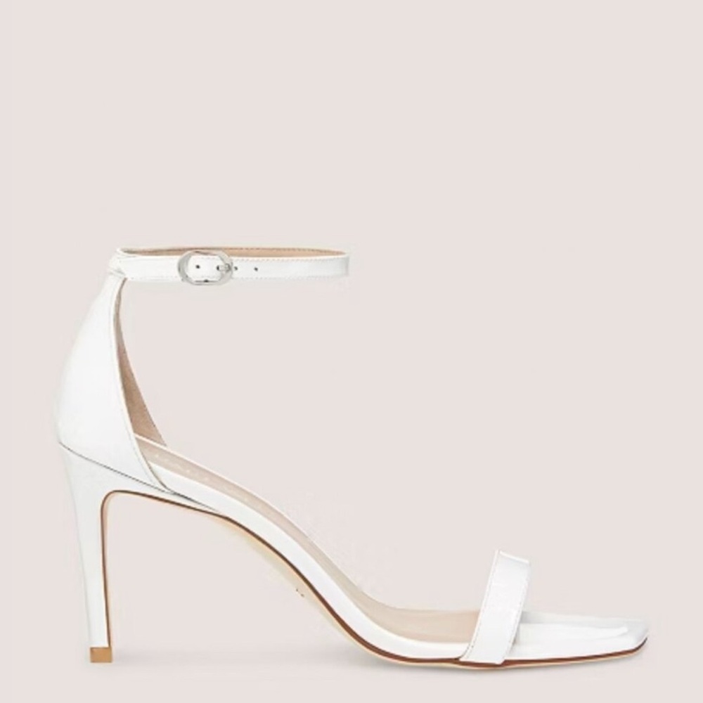 Stuart Weitzman NunakedCurve 85 Sandal Heel in White